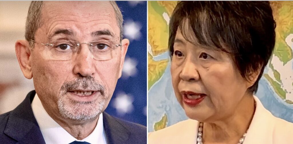 夕方に約30分間にわたって行われた会談で、上川陽子外相とヨルダンのアイマン・サファディ外相は中東の最新の動向について話し合った。