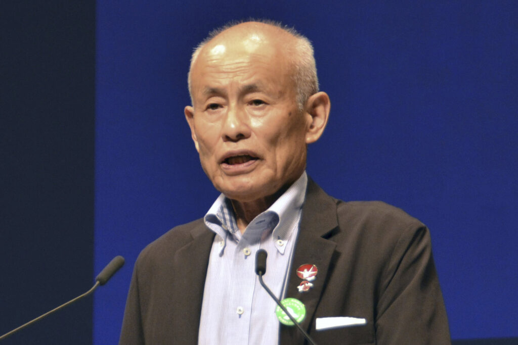 日本被団協の箕牧智之代表委員は金曜日の記者会見で、ガザ地区の子供たちの状況は、第二次世界大戦末期の日本の状況に似ていると述べた。(共同通信社によるAP通信)