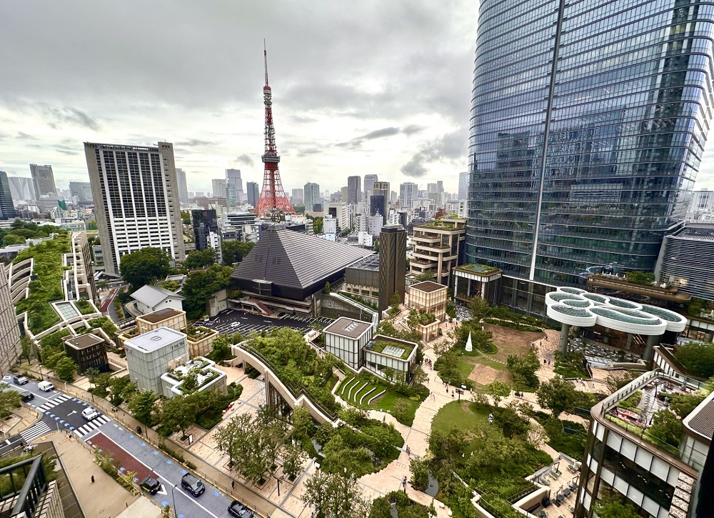 東京・麻布の高級住宅街から見た。(ANJ)