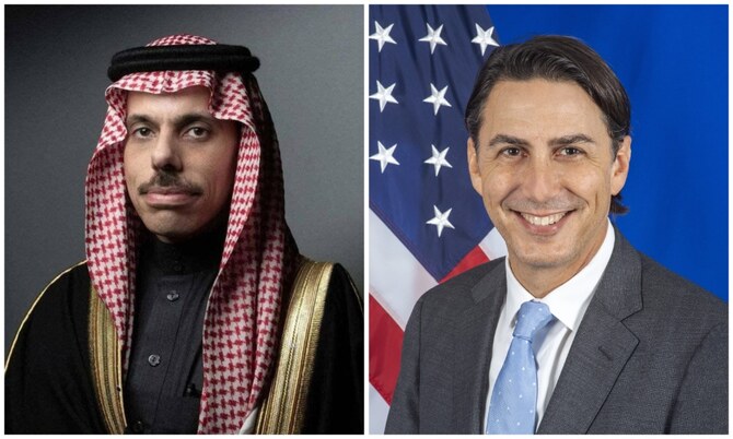 サウジアラビアのファイサル・ビン・ファルハーン外相は日曜日、リヤドの外務省本部で、米国のアモス・ホッホシュタイン・レバノン特使と会談した。(SPA/USGOV)