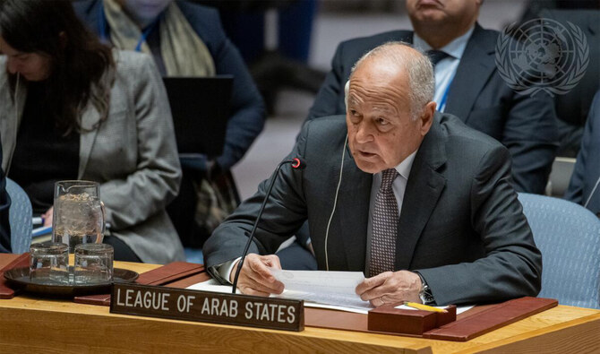 アラブ連合事務総長、アフマド・アブルゲイト氏は木曜日、国連安全保障理事会の会合で発言した。(国連写真/Manuel Elías)