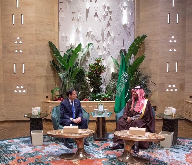 サウジアラビアのムハンマド・ビン・サルマン皇太子は月曜日、リヤドで米国のマルコ・ルビオ国務長官と面会した。（SPA）