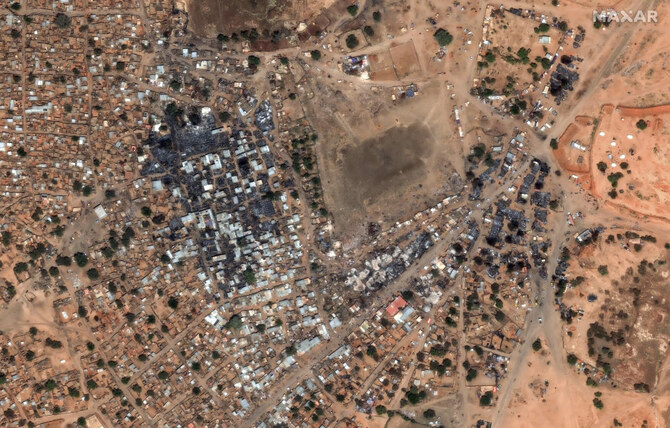 2025年2月13日木曜日、スーダンのダルフール地方にあるアル・ファシェルの町外れにあるザムザム難民キャンプと市場地域の攻撃後の様子。(AP通信)