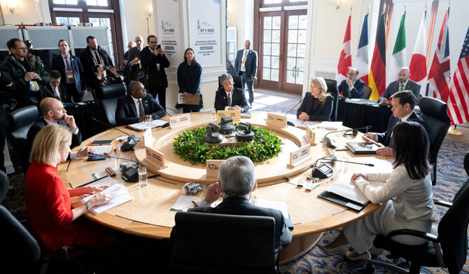 2025年3月13日、カナダ・ケベック州ラ・マルベーで開催されたG7外相会議で発言するカナダのメラニー・ジョリー外相。(REUTERS)