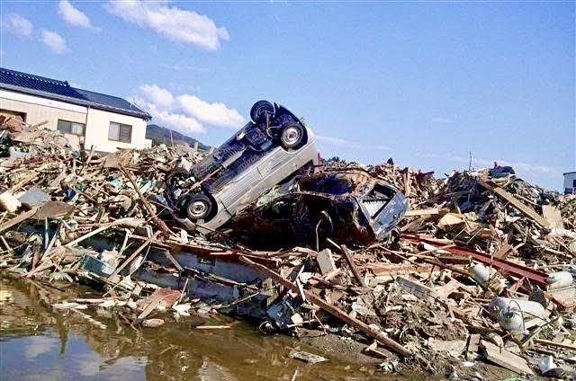 2011年3月の津波による東北地方の被害状況の写真。(ANJ)