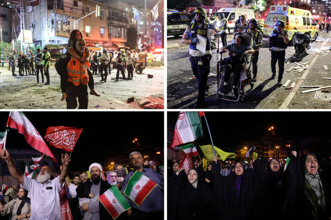 イスラエルがイランを無差別攻撃し、少なくとも 78 人が死亡した。金曜日にテヘランがドローンとミサイルで反撃すると、今度はイスラエル人が恐怖に震え、イラン人が祝賀の声を上げた。（WANA 写真、AFP/AP 経由）