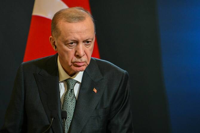 トルコのレジェップ・タイップ・エルドアン大統領が、イタリアのローマで開催された共同記者会見で演説。(ファイル/AFP)