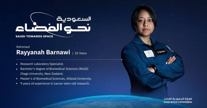コンペティションの監督者であるラヤナ・バルナウィは、サウジアラビア初の女性宇宙飛行士であり、ISSで14回の実験を行っている。(サウジ宇宙委員会)