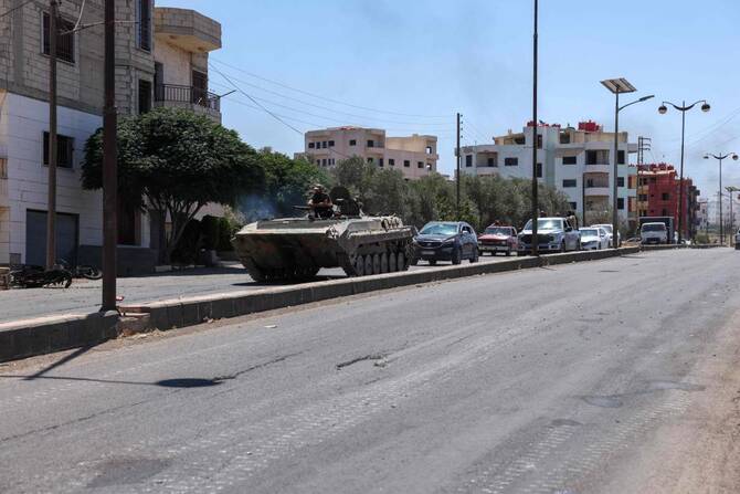 イスラエルは7月15日、ドゥルーズ派が多数を占めるスワイダ地域のシリア政府軍に対する空爆を開始した。(ファイル/AP)