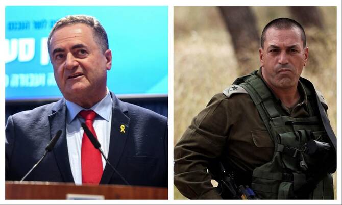 イスラエル国防大臣イスラエル・カッツと参謀総長エリアル・ザミール中将。(ファイル/AFP)