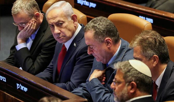 エルサレムのクネセトで開かれた全体会議に出席するイスラエルのベンヤミン・ネタニヤフ首相(2025年7月23日)。(REUTERS)